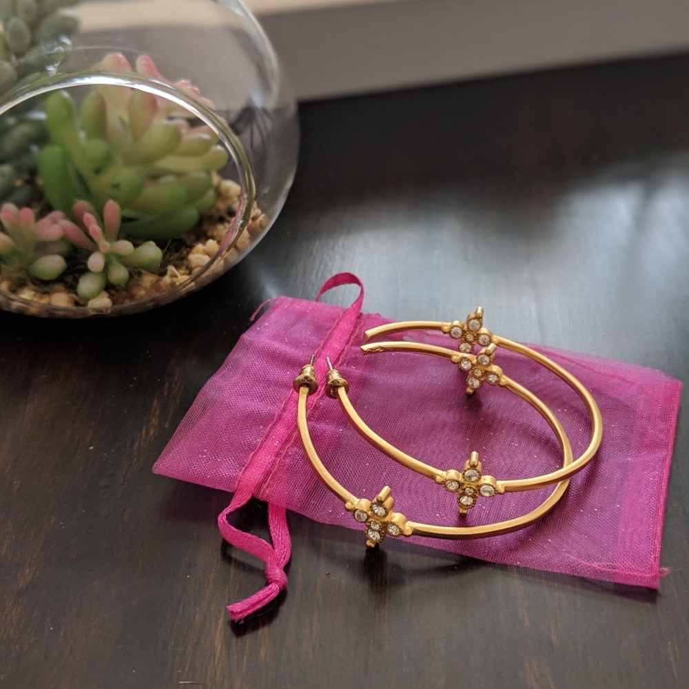 Gold Brush Hoop Earrings - Picture 6 of 6